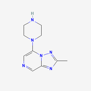 molecular formula C10H14N6 B1382100 1-{2-Methyl-[1,2,4]triazolo[1,5-a]pyrazin-5-yl}piperazine CAS No. 1697650-55-7