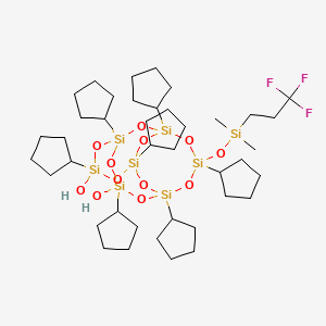 molecular formula C40H75F3O12Si8 B13821012 (1,3,5,7,9,11,13-Heptacyclopentyl-3,13-dihydroxy-2,4,6,8,10,12,14,15,16-nonaoxa-1,3,5,7,9,11,13-heptasilatricyclo[7.5.1.15,11]hexadecan-7-yl)oxy-dimethyl-(3,3,3-trifluoropropyl)silane 