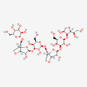 (2S,3R,4S,5R,6R)-2-[[(1S,3S,4R,5S,8R)-3-[(2S,3R,4S,5S,6R)-2-[[(1S,3S,4R,5S,8R)-3-[(2S,3R,4S,5S,6R)-2-[(2R,3S,4S)-2-[(1R)-1,2-dihydroxyethyl]-4-hydroxyoxolan-3-yl]oxy-3,5-dihydroxy-6-(hydroxymethyl)oxan-4-yl]oxy-4-hydroxy-2,6-dioxabicyclo[3.2.1]octan-8-yl]oxy]-3,5-dihydroxy-6-(hydroxymethyl)oxan-4-yl]oxy-4-hydroxy-2,6-dioxabicyclo[3.2.1]octan-8-yl]oxy]-6-(hydroxymethyl)oxane-3,4,5-triol