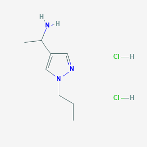 molecular formula C8H17Cl2N3 B1382124 1-(1-Propyl-1H-pyrazol-4-yl)ethanamine dihydrochloride CAS No. 1432027-55-8