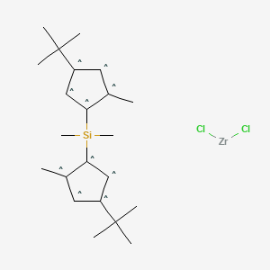 molecular formula C22H34Cl2SiZr B13821257 Zirconium,dichloro[rel-(1R,1'R)-(dimethylsilylene)bis[(1,2,3,4,5-h)-4-(1,1-dimethylethyl)-2-methyl-2,4-cyclopentadien-1-ylidene]]- 