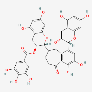 [(2R,3R)-2-[1,2-dihydroxy-9-oxo-4-[(2R,3R)-3,5,7-trihydroxy-3,4-dihydro-2H-chromen-2-yl]-5,6,7,8-tetrahydrobenzo[7]annulen-6-yl]-5,7-dihydroxy-3,4-dihydro-2H-chromen-3-yl] 3,4,5-trihydroxybenzoate