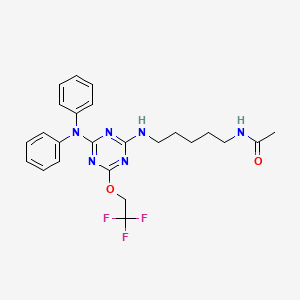 molecular formula C24H27F3N6O2 B13821326 N-(5-{[4-(diphenylamino)-6-(2,2,2-trifluoroethoxy)-1,3,5-triazin-2-yl]amino}pentyl)acetamide 