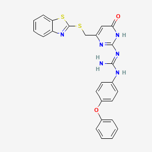 molecular formula C25H20N6O2S2 B13821482 1-{6-[(1,3-Benzothiazol-2-ylsulfanyl)methyl]-4-oxo-1,4-dihydropyrimidin-2-yl}-2-(4-phenoxyphenyl)guanidine 