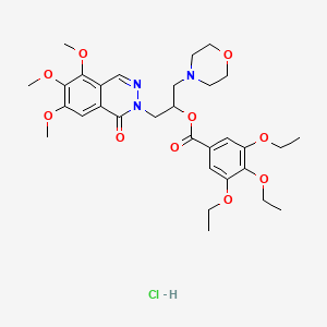 molecular formula C31H42ClN3O10 B13821488 Benzoic acid, 3,4,5-triethoxy-, 1-(4-morpholinylmethyl)-2-(5,6,7-trimethoxy-1-oxo-2(1H)-phthalazinyl)ethyl ester, monohydrochloride CAS No. 38952-88-4