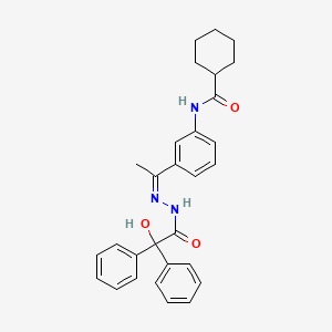 molecular formula C29H31N3O3 B13821663 N-{3-[(1Z)-1-{2-[hydroxy(diphenyl)acetyl]hydrazinylidene}ethyl]phenyl}cyclohexanecarboxamide 