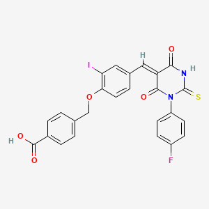 molecular formula C25H16FIN2O5S B13821668 4-[(4-{(Z)-[1-(4-fluorophenyl)-4,6-dioxo-2-thioxotetrahydropyrimidin-5(2H)-ylidene]methyl}-2-iodophenoxy)methyl]benzoic acid 