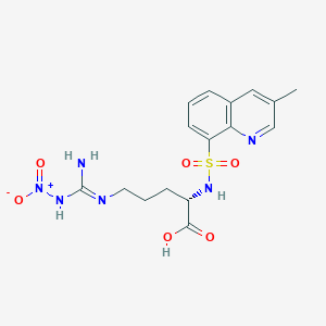 molecular formula C16H20N6O6S B13821675 L-Ornithine,n5-[imino(nitroamino)methyl]-n2-[(3-methyl-8-quinolinyl)sufonyl- 