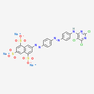 molecular formula C26H13Cl3N7Na3O9S3 B13821717 1,3,5-Naphthalenetrisulfonic acid, 7-((4-((4-((2,5,6-trichloro-4-pyrimidinyl)amino)phenyl)azo)phenyl)azo)-, trisodium salt CAS No. 20025-74-5