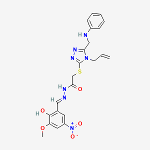 N'-[(E)-(2-hydroxy-3-methoxy-5-nitrophenyl)methylidene]-2-({5-[(phenylamino)methyl]-4-(prop-2-en-1-yl)-4H-1,2,4-triazol-3-yl}sulfanyl)acetohydrazide