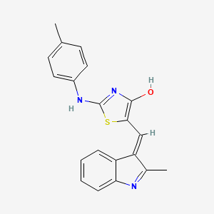 molecular formula C20H17N3OS B13821777 (5E)-2-(4-methylanilino)-5-[(2-methyl-1H-indol-3-yl)methylidene]-1,3-thiazol-4-one 