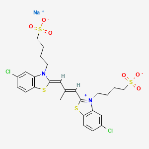 molecular formula C26H27Cl2N2NaO6S4 B13821784 5-Chloro-2-[(5-chloro-3-(4-sulfobutyl)-2(3H)-benzothiazolylidene)-2-methyl-1-propenyl]-3-(4-sulfobutyl)-benzothiazolium hydroxide,inner salt,sodium salt 