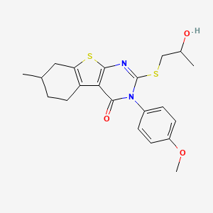 2-[(2-hydroxypropyl)sulfanyl]-3-(4-methoxyphenyl)-7-methyl-5,6,7,8-tetrahydro[1]benzothieno[2,3-d]pyrimidin-4(3H)-one