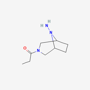 molecular formula C9H17N3O B13821828 1-(8-Amino-3,8-diazabicyclo[3.2.1]octan-3-yl)propan-1-one CAS No. 34939-57-6