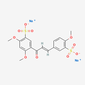 molecular formula C18H16Na2O10S2 B13821928 2,4-Dimethoxy-5-(4-methoxy-3-sulfocinnamoyl)benzenesulfonic acid disodium salt CAS No. 30056-74-7