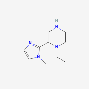 molecular formula C10H18N4 B1382193 1-ethyl-2-(1-methyl-1H-imidazol-2-yl)piperazine CAS No. 1694894-26-2