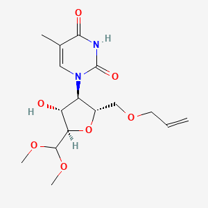 molecular formula C16H24N2O7 B13822057 2,5-Anhydro-4-deoxy-4-(3,4-dihydro-5-methyl-2,4-dioxo-1(2H)-pyrimidinyl)-6-O-2-propenyl-1-(dimethyl acetal)-L-mannose 