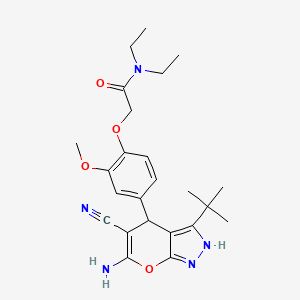 2-[4-(6-amino-3-tert-butyl-5-cyano-1,4-dihydropyrano[2,3-c]pyrazol-4-yl)-2-methoxyphenoxy]-N,N-diethylacetamide