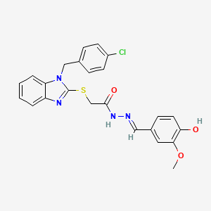 2-{[1-(4-chlorobenzyl)-1H-benzimidazol-2-yl]sulfanyl}-N'-[(E)-(4-hydroxy-3-methoxyphenyl)methylidene]acetohydrazide