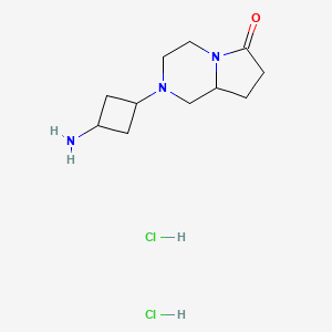 molecular formula C11H21Cl2N3O B1382210 2-(3-Aminocyclobutyl)-octahydropyrrolo[1,2-a]piperazin-6-one dihydrochloride CAS No. 1803590-24-0