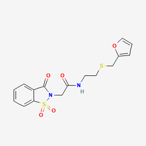 N-[2-(furan-2-ylmethylsulfanyl)ethyl]-2-(1,1,3-trioxo-1,2-benzothiazol-2-yl)acetamide