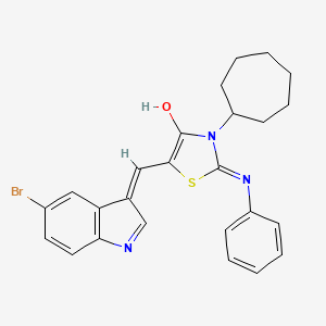 (5Z)-5-[(5-bromo-1H-indol-3-yl)methylidene]-3-cycloheptyl-2-phenylimino-1,3-thiazolidin-4-one