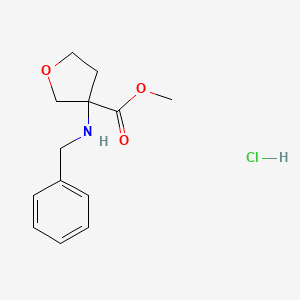 molecular formula C13H18ClNO3 B1382213 Methyl 3-(benzylamino)oxolane-3-carboxylate hydrochloride CAS No. 1803610-75-4