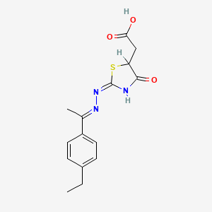 [(2E)-2-{(2E)-[1-(4-ethylphenyl)ethylidene]hydrazinylidene}-4-oxo-1,3-thiazolidin-5-yl]acetic acid