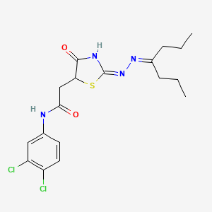 molecular formula C18H22Cl2N4O2S B13822193 N-(3,4-dichlorophenyl)-2-[2-(2-heptan-4-ylidenehydrazinyl)-4-oxo-1,3-thiazol-5-yl]acetamide 