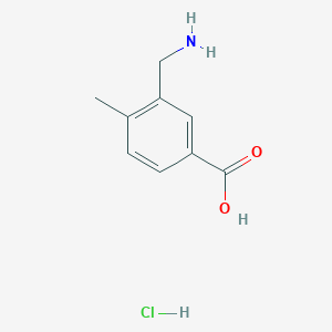molecular formula C9H12ClNO2 B1382222 3-(Aminomethyl)-4-methylbenzoic acid hydrochloride CAS No. 1087761-42-9