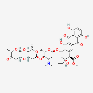 molecular formula C42H51NO16 B13822300 methyl (1R,2R,4S)-4-[(2R,4S,5R,6S)-4-(dimethylamino)-5-[[(1S,3S,5S,8R,10S,12S,14S)-5,14-dimethyl-6-oxo-2,4,9,13-tetraoxatricyclo[8.4.0.03,8]tetradecan-12-yl]oxy]-6-methyloxan-2-yl]oxy-2-ethyl-2,5,7,10-tetrahydroxy-6,11-dioxo-3,4-dihydro-1H-tetracene-1-carboxylate 