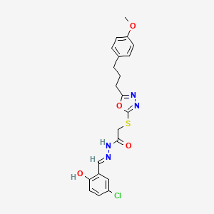 molecular formula C21H21ClN4O4S B13822379 N'-[(E)-(5-chloro-2-hydroxyphenyl)methylidene]-2-({5-[3-(4-methoxyphenyl)propyl]-1,3,4-oxadiazol-2-yl}sulfanyl)acetohydrazide 