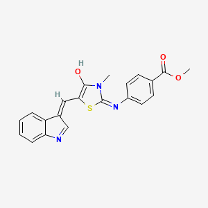 molecular formula C21H17N3O3S B13822475 methyl 4-[[(5E)-5-(1H-indol-3-ylmethylidene)-3-methyl-4-oxo-1,3-thiazolidin-2-ylidene]amino]benzoate 