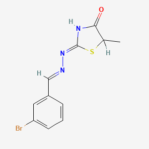 molecular formula C11H10BrN3OS B13822532 (2Z)-2-[(2E)-(3-bromobenzylidene)hydrazinylidene]-5-methyl-1,3-thiazolidin-4-one 