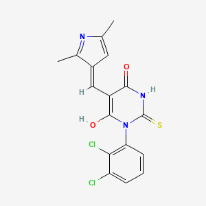 molecular formula C17H13Cl2N3O2S B13822571 (5E)-1-(2,3-dichlorophenyl)-5-[(2,5-dimethyl-1H-pyrrol-3-yl)methylidene]-2-sulfanylidene-1,3-diazinane-4,6-dione 