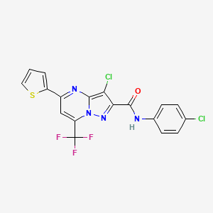 molecular formula C18H9Cl2F3N4OS B13822577 3-chloro-N-(4-chlorophenyl)-5-(thiophen-2-yl)-7-(trifluoromethyl)pyrazolo[1,5-a]pyrimidine-2-carboxamide 