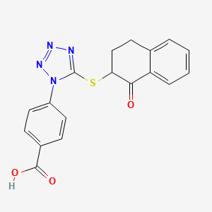 molecular formula C18H14N4O3S B13822623 4-{5-[(1-oxo-1,2,3,4-tetrahydronaphthalen-2-yl)sulfanyl]-1H-tetrazol-1-yl}benzoic acid 