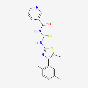 N-{[4-(2,5-dimethylphenyl)-5-methyl-1,3-thiazol-2-yl]carbamothioyl}pyridine-3-carboxamide