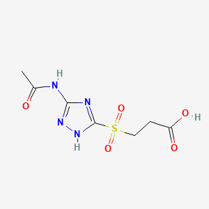 molecular formula C7H10N4O5S B13822632 3-{[5-(acetylamino)-1H-1,2,4-triazol-3-yl]sulfonyl}propanoic acid 