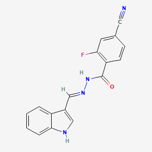 molecular formula C17H11FN4O B13822688 4-cyano-2-fluoro-N'-[(Z)-indol-3-ylidenemethyl]benzohydrazide 