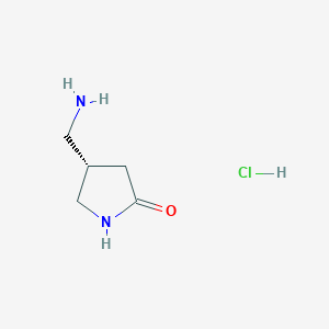 molecular formula C5H11ClN2O B1382271 (S)-4-(Aminomethyl)pyrrolidin-2-one hydrochloride CAS No. 1638744-96-3