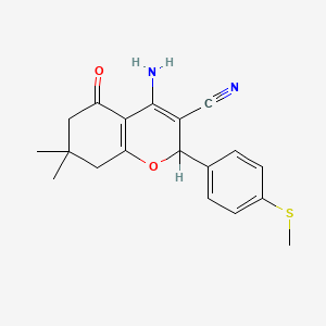 molecular formula C19H20N2O2S B13822777 4-amino-7,7-dimethyl-2-[4-(methylsulfanyl)phenyl]-5-oxo-5,6,7,8-tetrahydro-2H-chromene-3-carbonitrile 