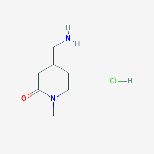 molecular formula C7H15ClN2O B1382282 4-(Aminomethyl)-1-methylpiperidin-2-one hydrochloride CAS No. 1630907-14-0