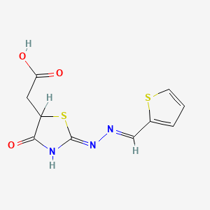 {(2Z)-4-oxo-2-[(2E)-(thiophen-2-ylmethylidene)hydrazinylidene]-1,3-thiazolidin-5-yl}acetic acid