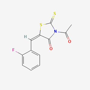 molecular formula C12H8FNO2S2 B13822977 (5E)-3-acetyl-5-(2-fluorobenzylidene)-2-thioxo-1,3-thiazolidin-4-one 