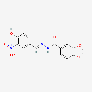 N-[(E)-(4-hydroxy-3-nitrophenyl)methylideneamino]-1,3-benzodioxole-5-carboxamide