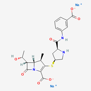 molecular formula C22H23N3Na2O7S B13823125 disodium;(4R,5R,6S)-3-[(3S,5S)-5-[(3-carboxylatophenyl)carbamoyl]pyrrolidin-3-yl]sulfanyl-6-[(1R)-1-hydroxyethyl]-4-methyl-7-oxo-1-azabicyclo[3.2.0]hept-2-ene-2-carboxylate 