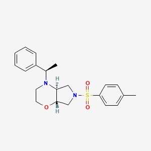 molecular formula C21H26N2O3S B1382315 (4aS,7aS)-4-((R)-1-phenylethyl)-6-tosyloctahydropyrrolo[3,4-b][1,4]oxazine CAS No. 1159908-21-0