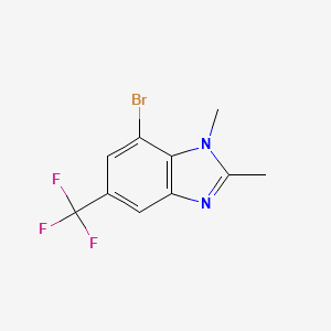 molecular formula C10H8BrF3N2 B1382316 7-Bromo-1,2-dimethyl-5-(trifluoromethyl)benzimidiazole CAS No. 1820608-92-1