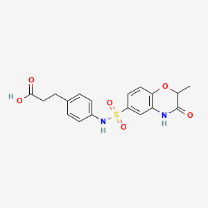 molecular formula C18H18N2O6S B13823264 3-(4-{[(2-methyl-3-oxo-3,4-dihydro-2H-1,4-benzoxazin-6-yl)sulfonyl]amino}phenyl)propanoic acid 